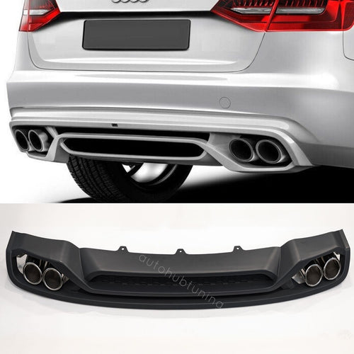➡️per AUDI A4 B8 2012-2015 DIFFUSORE Posteriore Replica ABT RS4 + TERMINALI INOX