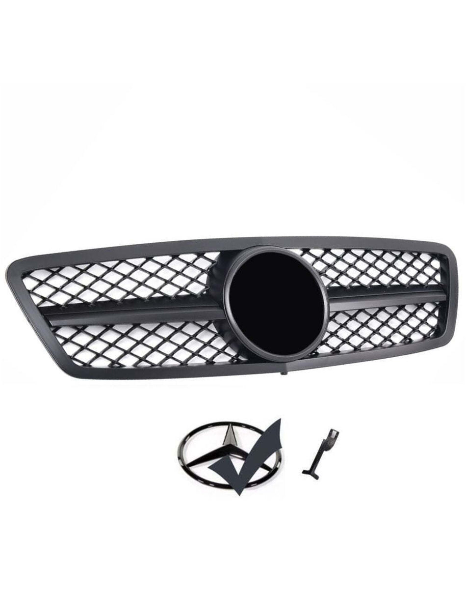 per Mercedes C W203 00-07 Griglia Anteriore Nero Opaco Look AMG