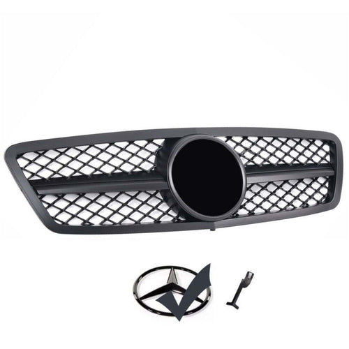 per Mercedes C W203 00-07 Griglia Anteriore Nero Opaco Look AMG
