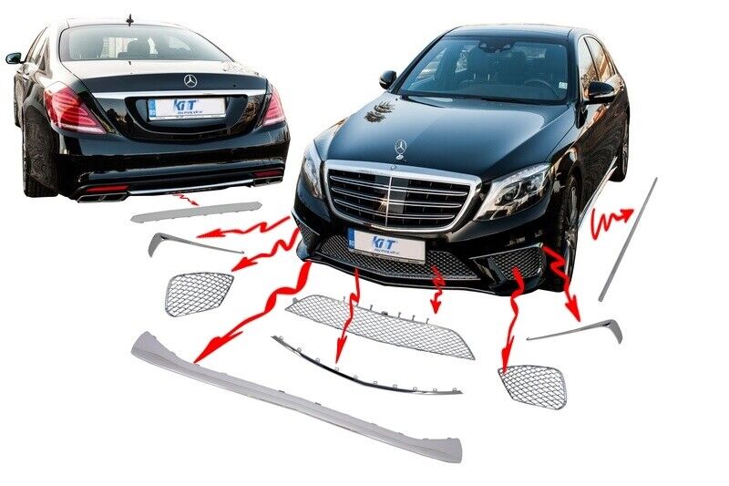 Pacchetto body kit ornamenti modanature cromate per Mercedes Classe S W222 (2013