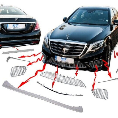 Pacchetto body kit ornamenti modanature cromate per Mercedes Classe S W222 (2013
