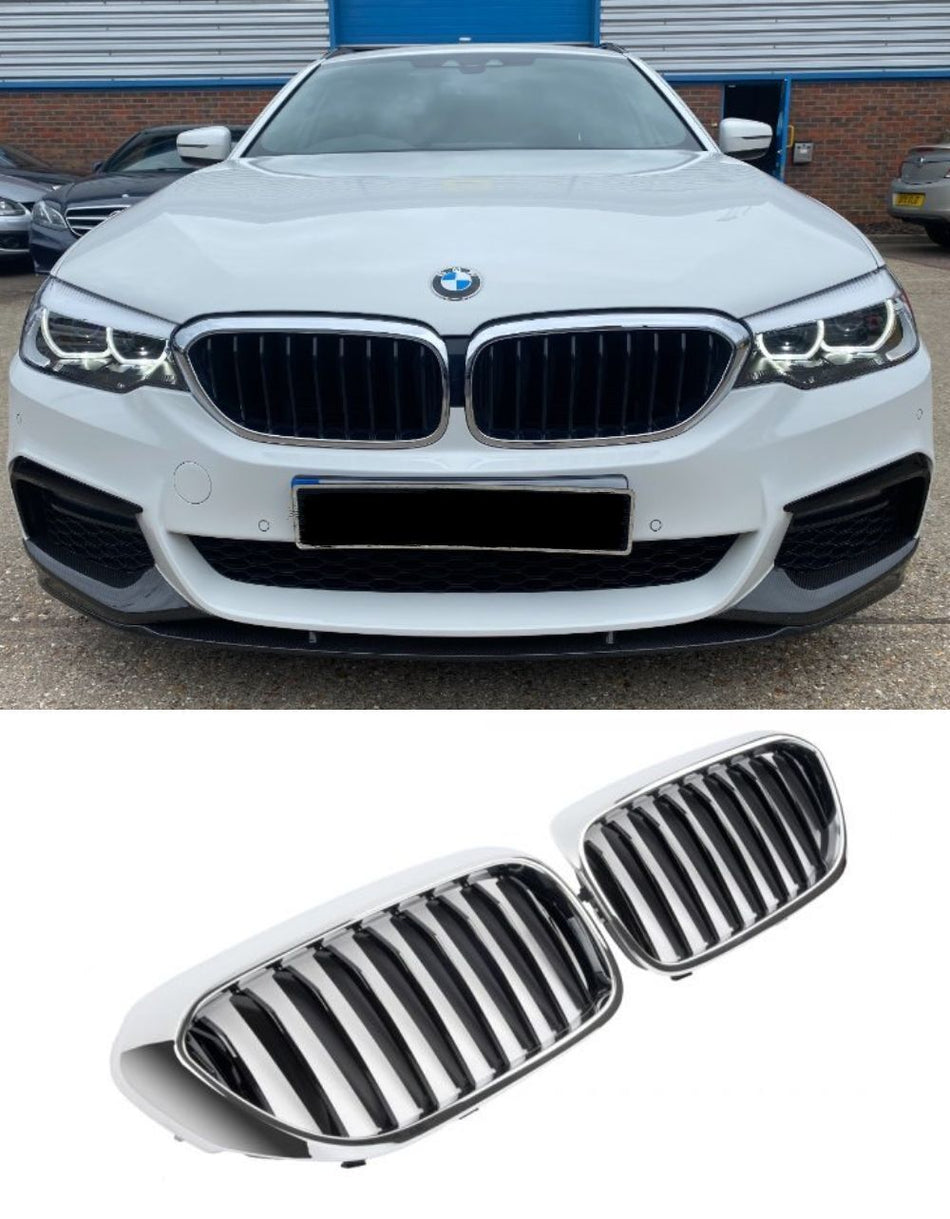 per BMW Serie 5 G30 G31 17-20 Griglia Anteriore M Look Nero Cromato