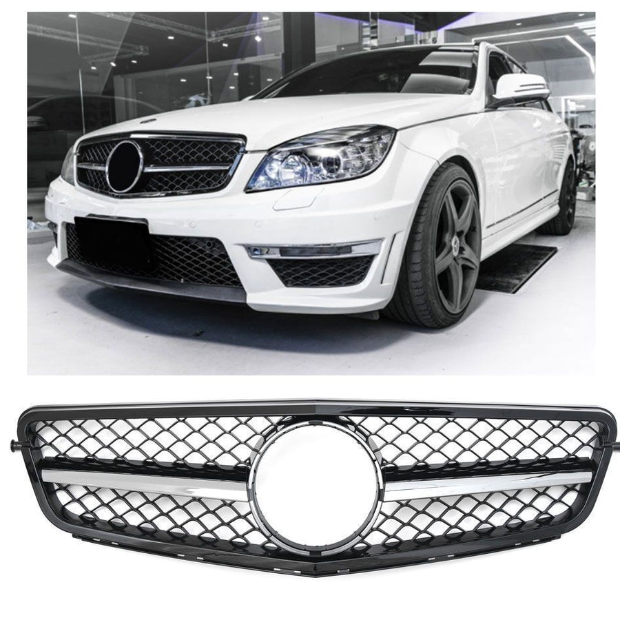 Griglia sportiva per Mercedes W204 S204 C cromo nero C63 AMG LOOK