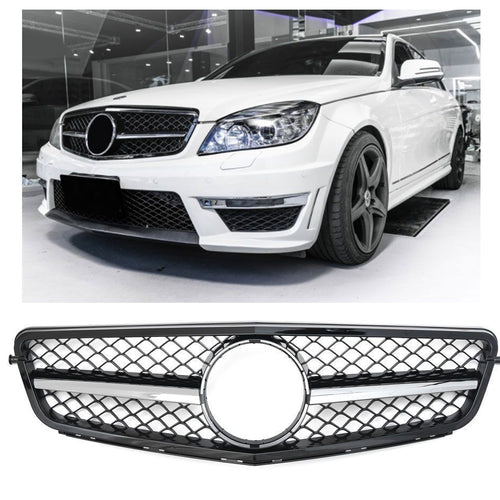 Griglia sportiva per Mercedes W204 S204 C cromo nero C63 AMG LOOK