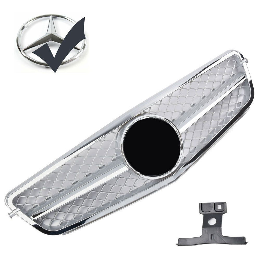 Griglia sportiva per Mercedes W204 S204 C argento cromato C63 AMG LOOK