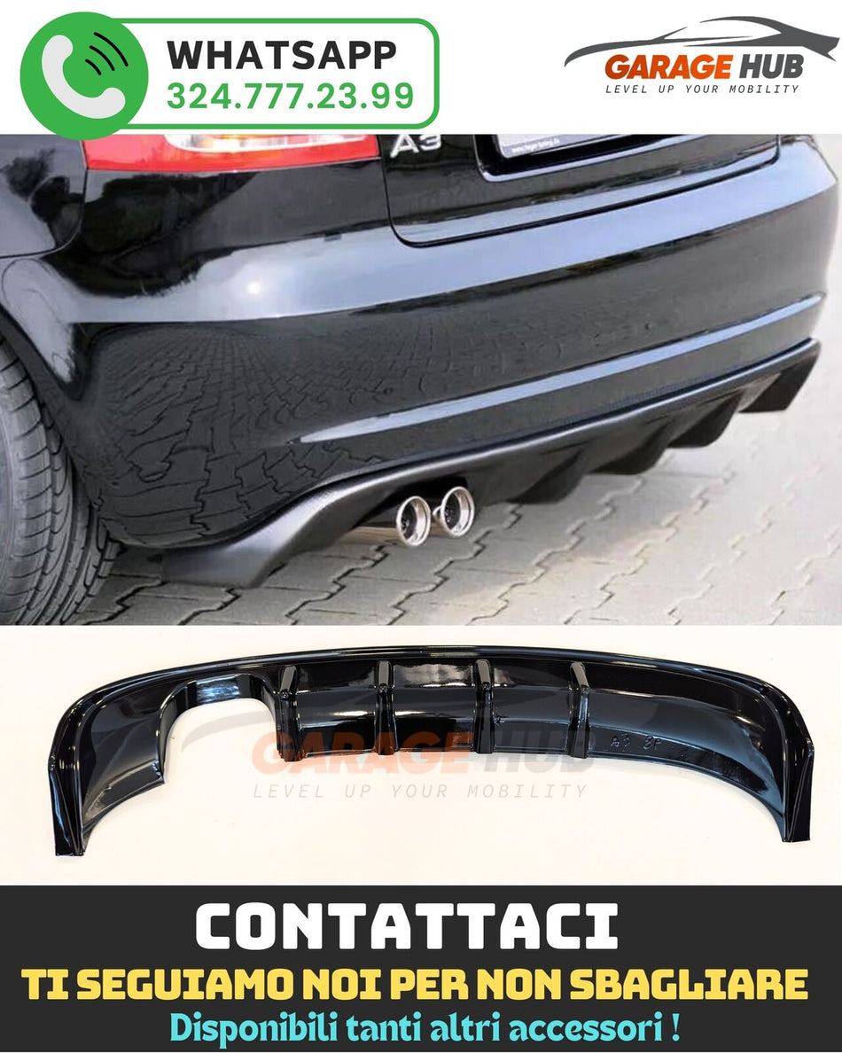 Diffusore Posteriore MODELLO "S3" per Audi A3 8P 2008-2012 (3/5 porte) Dam NERO
