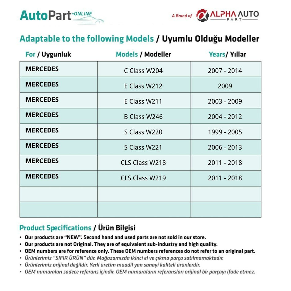 Tubo flessibile di aspirazione aria per Mercedes Classe S W220W221