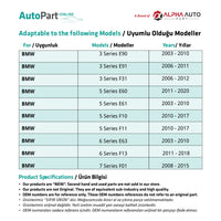 Clip di fissaggio per tendina posteriore BMW Serie 5 F10 F11