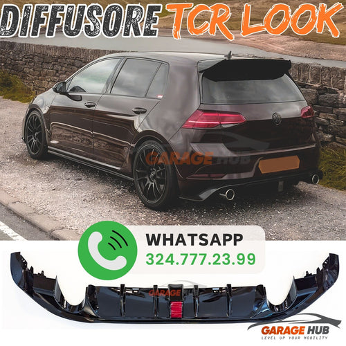 DIFFUSORE POSTERIORE CON LED per VW GOLF 7.5 dal 2017 "TCR Look" Nero Lucido