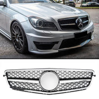 per Mercedes C Coupe C204 C63 Griglia Anteriore Cromato Nero Look AMG