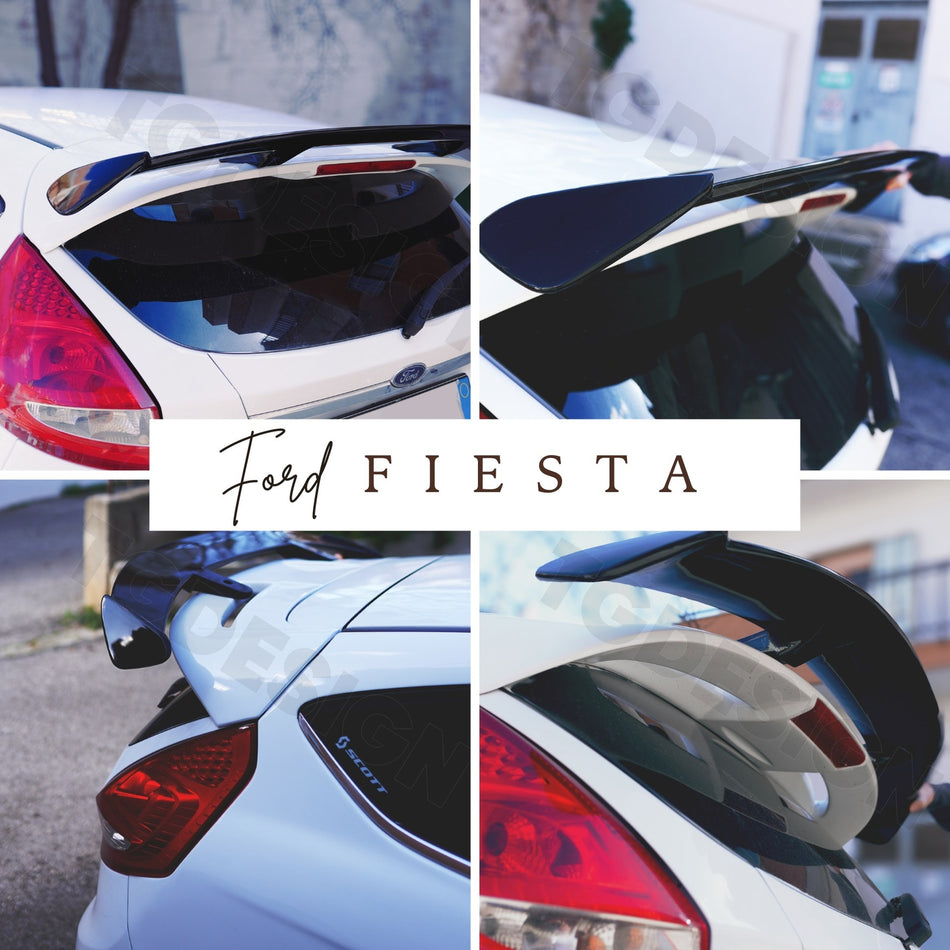 Spoiler Posteriore Tetto Ford Fiesta VI VII MK6 MK7 Nero Lucido / Vetroresina