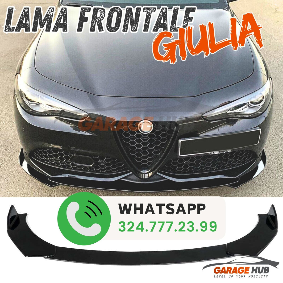 UPGRADE MOD *LOOK QUADRIFOGLIO* per ALFA ROMEO GIULIA LAMA SPLITTER FRONTALE – vista 18