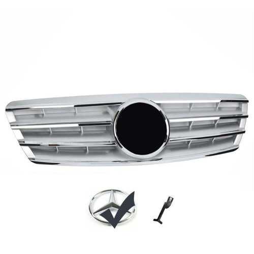 per Mercedes C W203 00-07 Griglia Radiatore Argento Cromato AMG