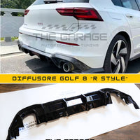 DIFFUSORE POSTERIORE ✨R LOOK✨ per VW GOLF 8 TSI TDI con 2 Uscite singole NERO