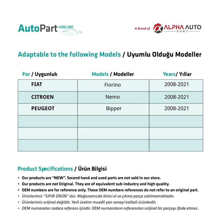 Kit Riparazione Alzacristalli Ant. DX / SX  per Fiat Fiorino Citroen Nemo Peugeo