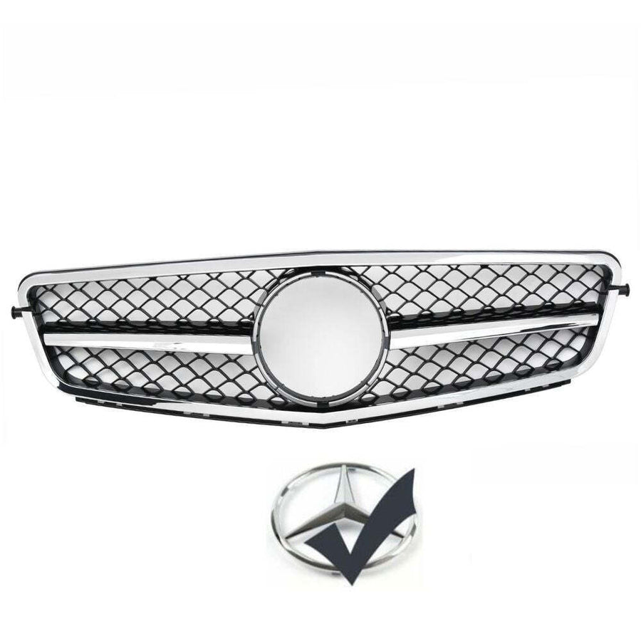 per Mercedes C Coupe C204 C63 Griglia Anteriore Cromato Nero Look AMG