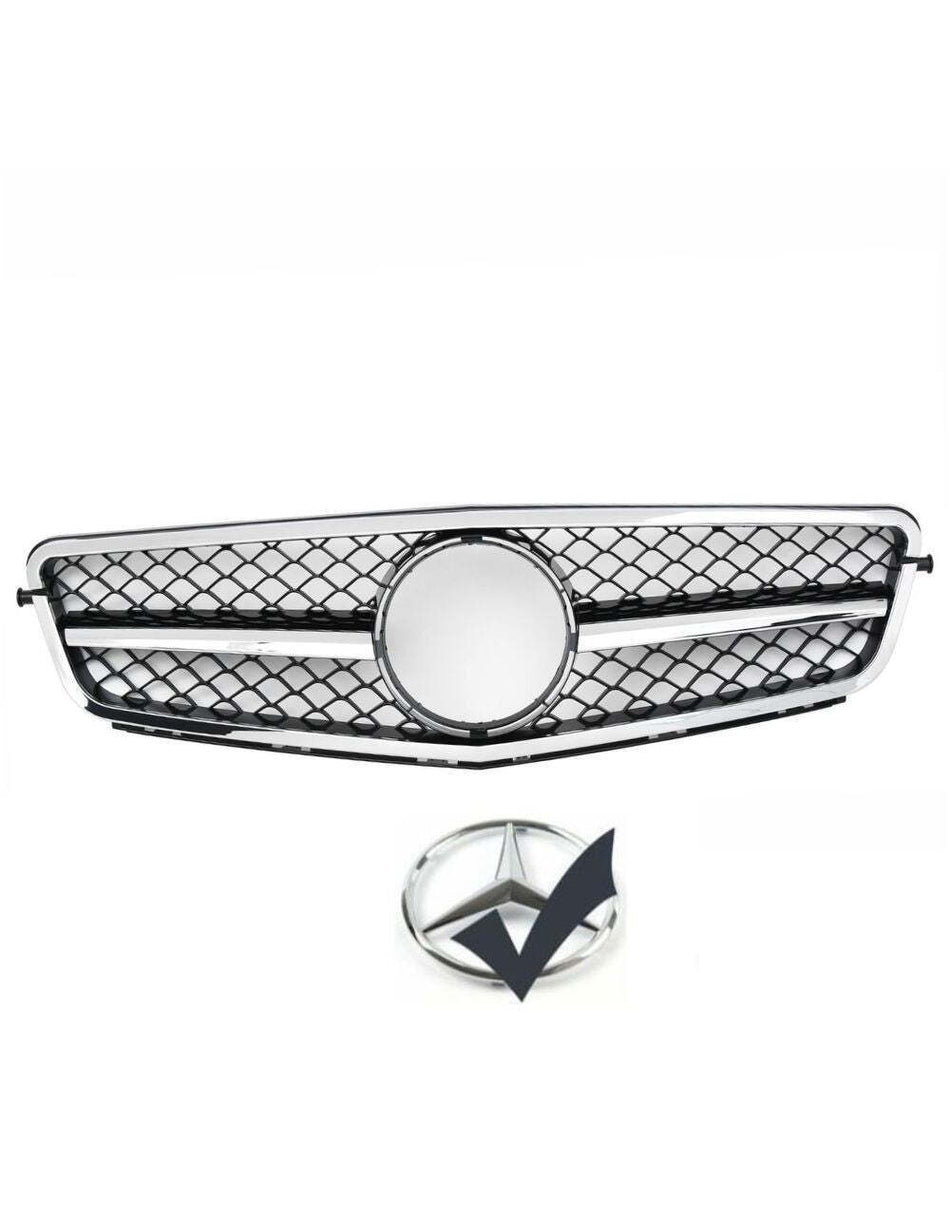 per Mercedes C Coupe C204 C63 Griglia Anteriore Cromato Nero Look AMG