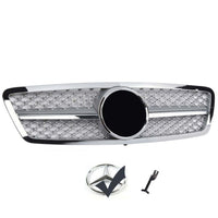 per Mercedes C W203 00-07 Griglia Radiatore Nero Argento Look AMG