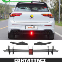 LAME Diffusore per VW GOLF 8 GTI / GTD  con LED POSTERIORE Nero Lucido ABS