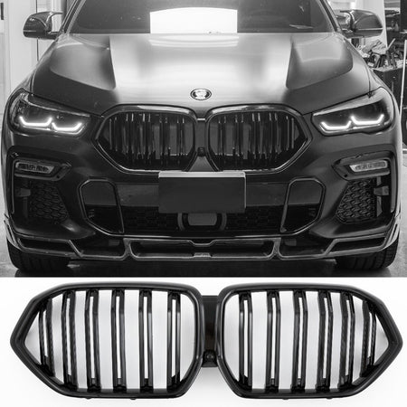per BMW X6 G06 GRIGLIA DEL RADIATORE DOPPIA STAFFA NERA LUCIDA