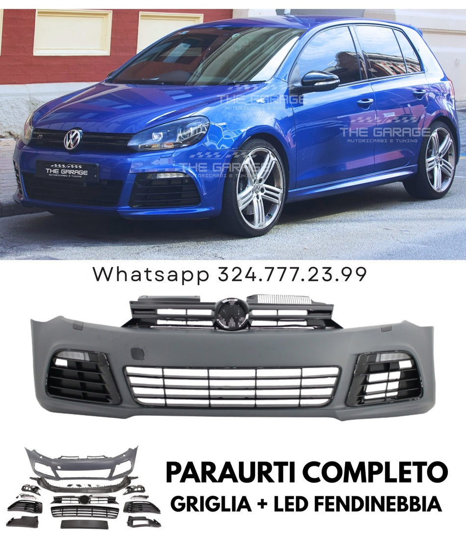 PARAURTI Anteriore "Upgrade R20" per VW Golf MK6 [2008-2013] Completo GRIGLIA + LUCI Fendinebbia