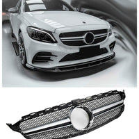 per Mercedes C W205 S205 14-18 Griglia Radiatore Nero Look AMG
