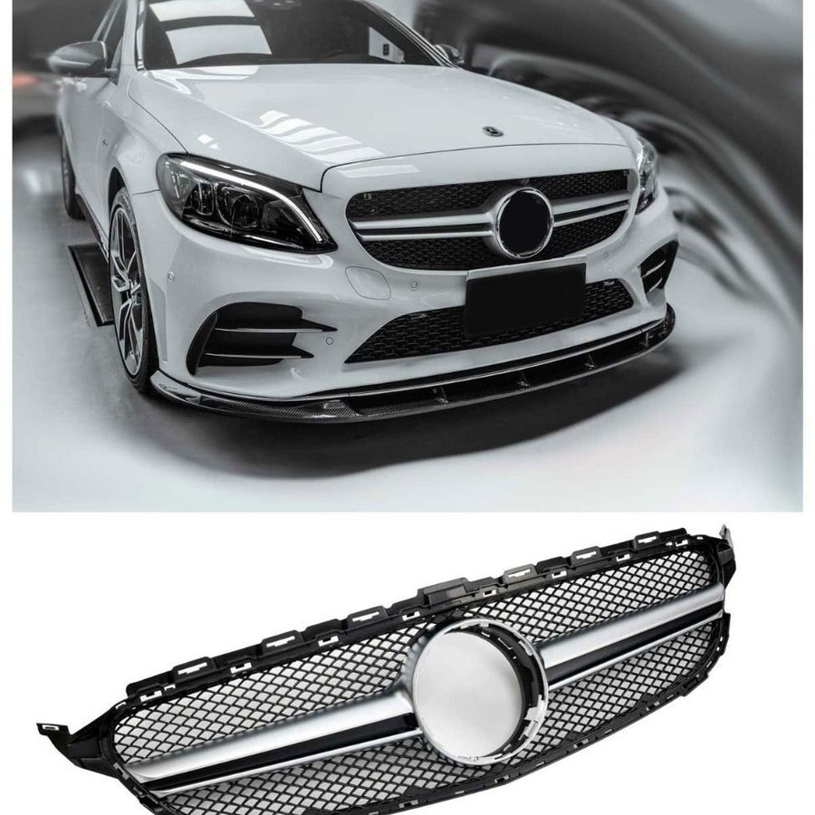 per Mercedes C W205 S205 14-18 Griglia Radiatore Nero Look AMG