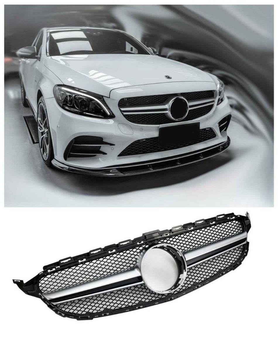 per Mercedes C W205 S205 14-18 Griglia Radiatore Nero Look AMG