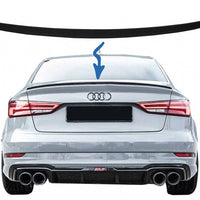 Spoiler per bagagliaio per Audi A3 8V berlina (2013 in poi) nero opaco