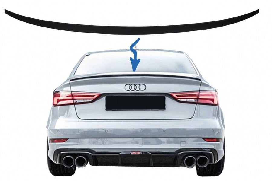 Spoiler per bagagliaio per Audi A3 8V berlina (2013 in poi) nero opaco