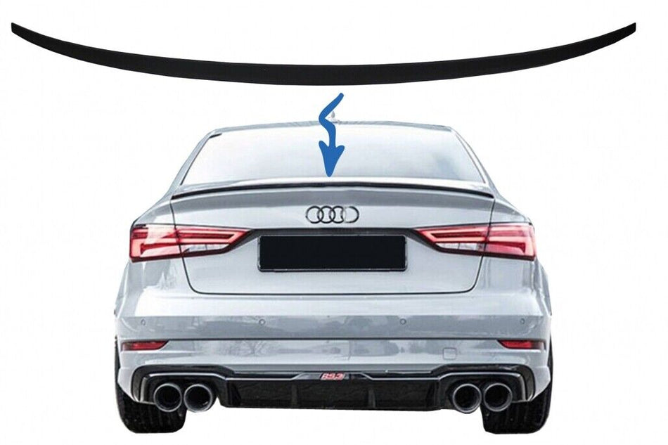 Spoiler per bagagliaio per Audi A3 8V berlina (2013 in poi) nero opaco