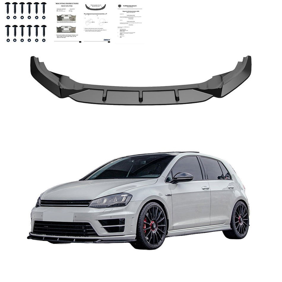 Splitter anteriore per VW VOLKSWAGEN Golf MK7 R 2013-2016 v2 con ABE TÜV
