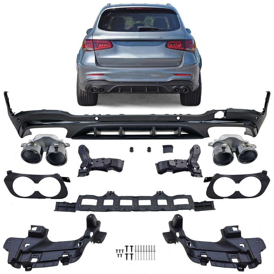 DIFFUSORE POSTERIORE AMG + 2 Doppi TERMINALI per MERCEDES GLC X253 SUV 2019-2022