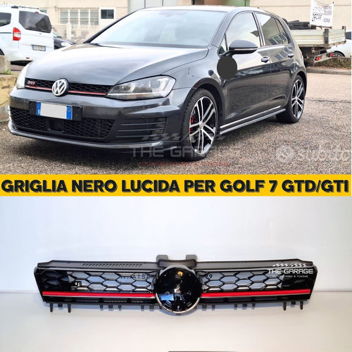 Griglia a NIDO D'APE per GOLF 7 12-17 Mascherina SPORT  Nero con Linea Rossa