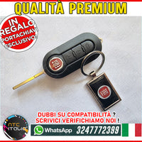GUSCIO CHIAVE Fiat 500L 500 Panda Punto Bravo Stilo Tasti Neri +LOGO+Portachiavi