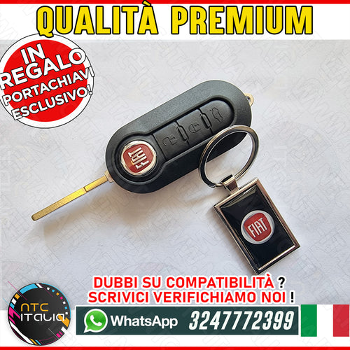 GUSCIO CHIAVE Fiat 500L 500 Panda Punto Bravo Stilo Tasti Neri +LOGO+Portachiavi