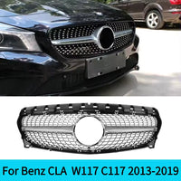 per MERCEDES CLA C117 W117 2016-2019 GRIGLIA SILVER - NERA DIAMANTATA ANTERIORE