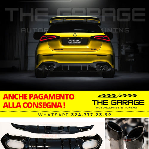 PER MERCEDES CLASSE A W177 AMG A35 - DIFFUSORE POSTERIORE ABS + TERMINALI
