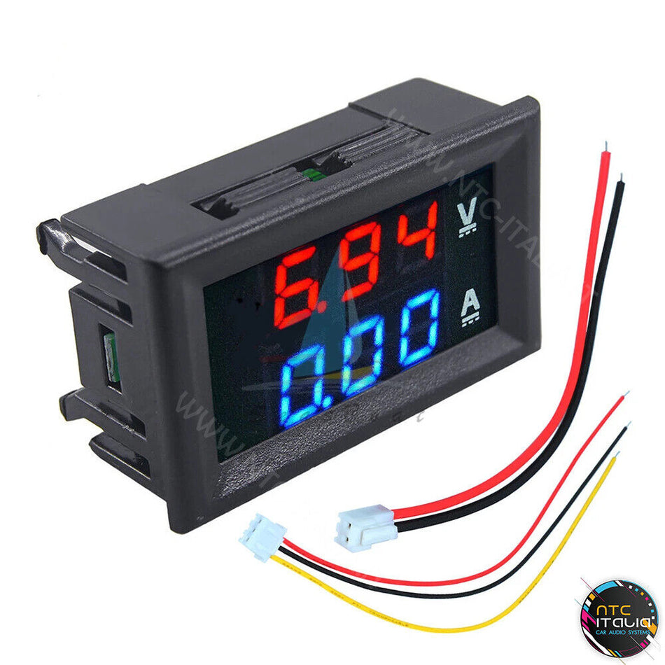 AMPEROMETRO e VOLTMETRO Digitale LCD Led doppio Rosso e Blu 0-100V 50A