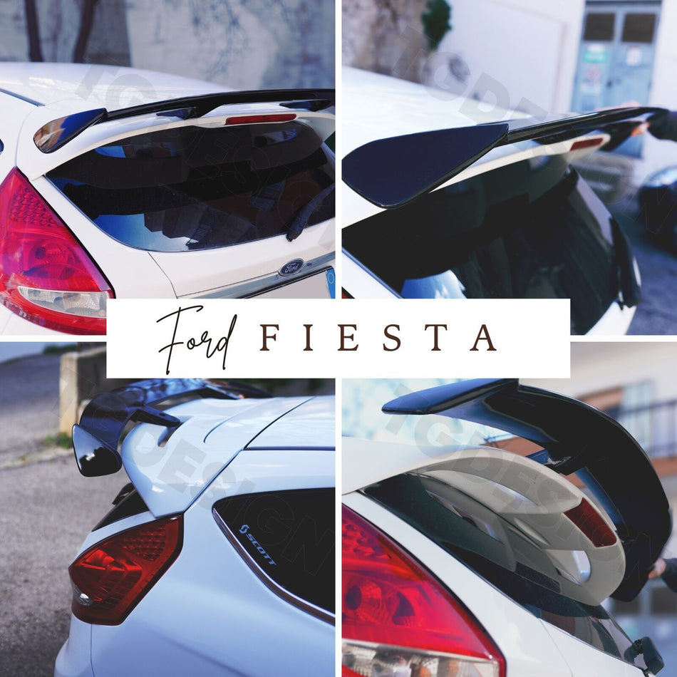 💎Alettone Posteriore Tetto Ford Fiesta VI VII MK6 MK7 Nero in Vetroresina