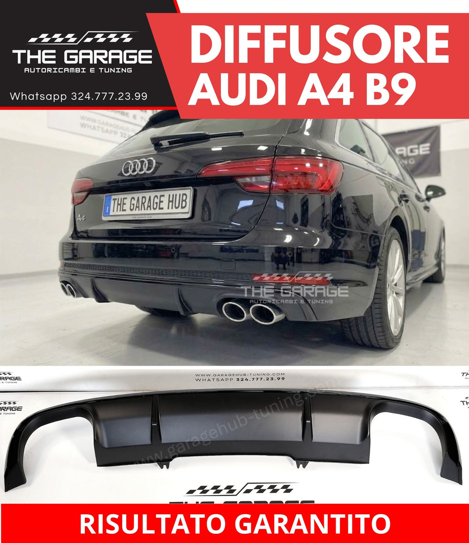DIFFUSORE Posteriore "RS4" per Audi A4 B9 8W (2015-2019) - NERO Satin / Lucido