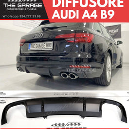 DIFFUSORE Posteriore "RS4" per Audi A4 B9 8W (2015-2019) - NERO Satin / Lucido