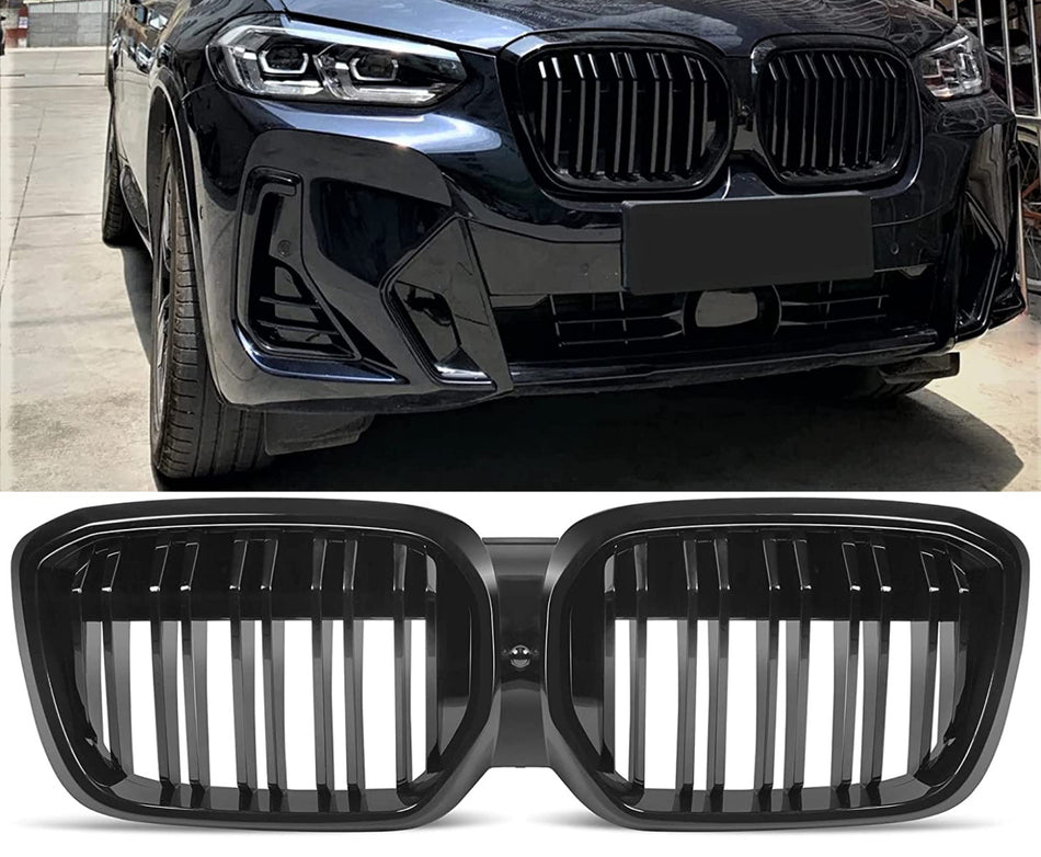 per BMW iX3 G08 LCI GRIGLIA SPORTIVA DOPPIA SPIRALE GRIGLIA NERO LUCIDO