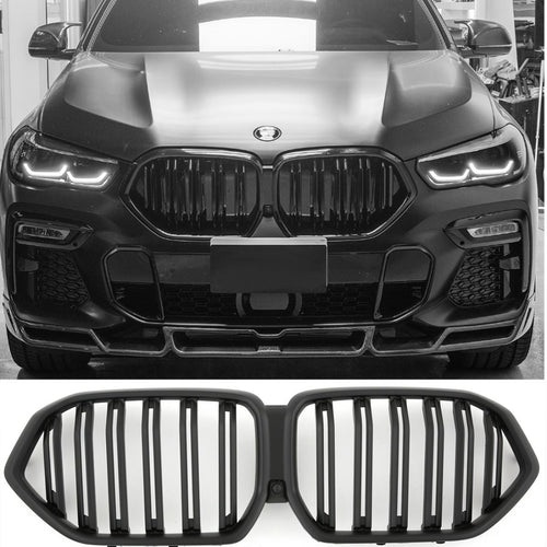 per BMW X6 G06 GRIGLIA DEL RADIATORE DOPPIA STAFFA NERA OPACO