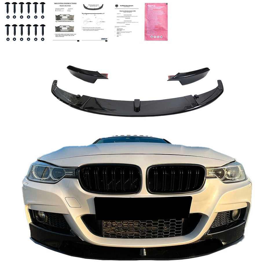 Splitter anteriore per BMW Serie 3 F30 M-Pack 2012-2019 con alette e omologazion