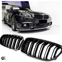 per BMW SERIE 5 F10 F11 GRIGLIA DEL RADIATORE DOPPIA STAFFA NERO LUCIDO