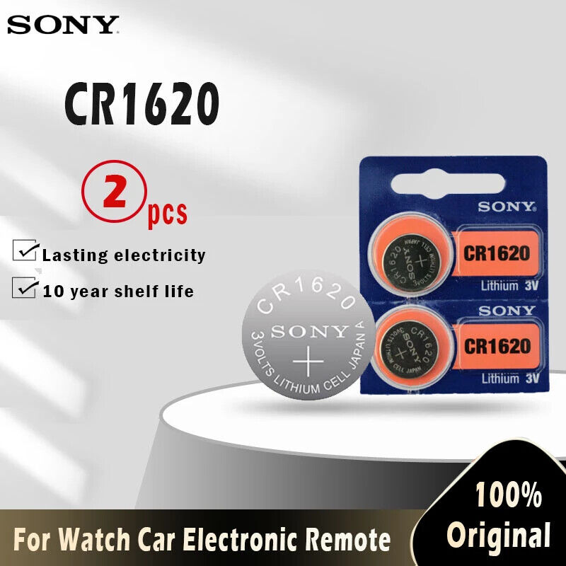 2 x SONY CR-1620 3V Pila Batteria Tonda BOTTONE LITIO 1620 CR BR DL ECR KCR LM