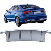 DIFFUSORE RS3 LOOK per Audi A3 8V BERLINA dal 2016-2019 (SOLO PER S-LINE) Silver