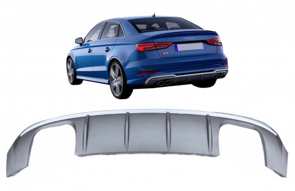 DIFFUSORE RS3 LOOK per Audi A3 8V BERLINA dal 2016-2019 (SOLO PER S-LINE) Silver
