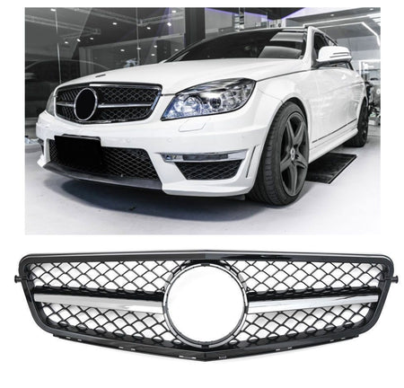 Griglia sportiva per Mercedes W204 S204 C cromo nero C63 AMG LOOK